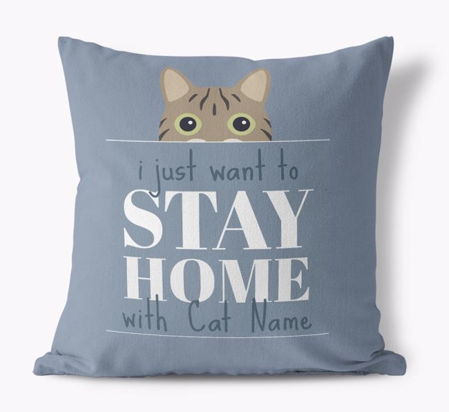 'Stay Home With {dogsName}' - Personalised {breedFullName} Canvas Cushion